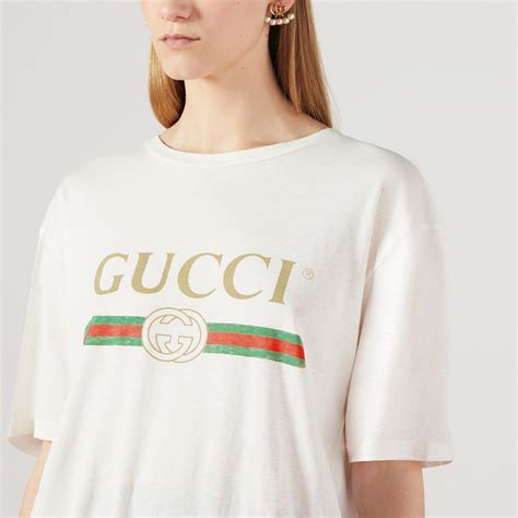 white gucci t shirt women's|vintage Gucci logo t shirt.